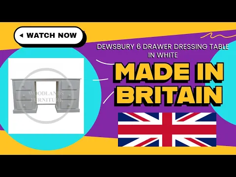Product video preview for Dressing Table with 6 Drawers - Dewsbury White | Handmade in England