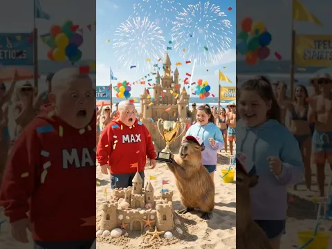 Capybara Wins the Sandcastle Contest After Max Breaks the Rules! 😱🏖️