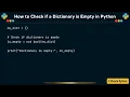 How to Check if a Dictionary is Empty in Python