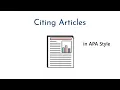 Citing Articles in APA Style