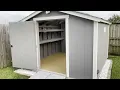 SR600 Tuff Shed 10 x10 Dover Grey and White - Gravel Foundation Heavy Duty Ramps