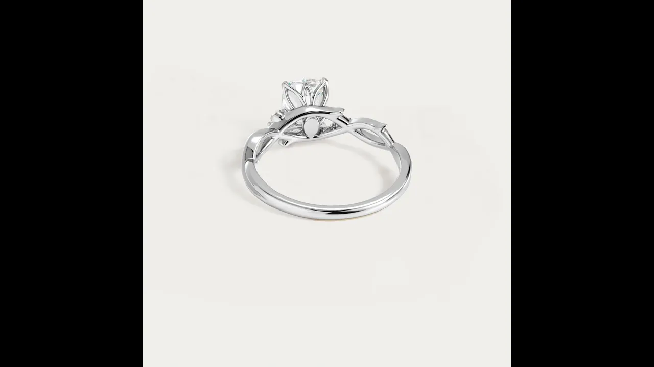 Miranda丨Elongated Cushion Cut Lab Diamond Intertwined Accent Engagement Ring