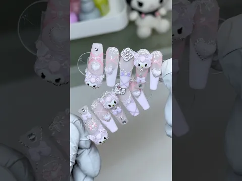 balletcore kuromi nails π #nails #pressonnails #sanrio #cutenails #nailtutorial