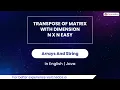 Transpose Of Matrix With Dimension N X N Easy Arrays And String In English Java - 21