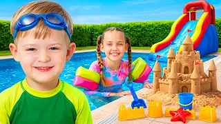 Historias divertidas en la playa y la piscina para niños