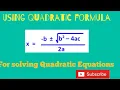 Using Quadratic formula for solving Quadratic equations Urdu hindi