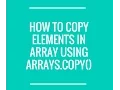 How to copy elements from one array to other in java