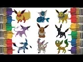 Pokemon Coloring Pages for Kids Eevee and evolutions Flareon Vaporeon Jolteon Espeon Umbreon Gl
