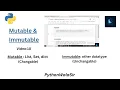 V 10 Mutable Immutable Python Datatype Hindi end to end Python In Hindi pythonwalasir