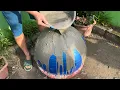 Artwork from cement and balls Tips make Cement Flower pots Unique Beautiful