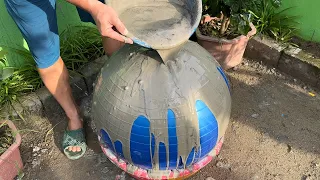 Artwork from cement and balls Tips make Cement Flower pots Unique Beautiful
