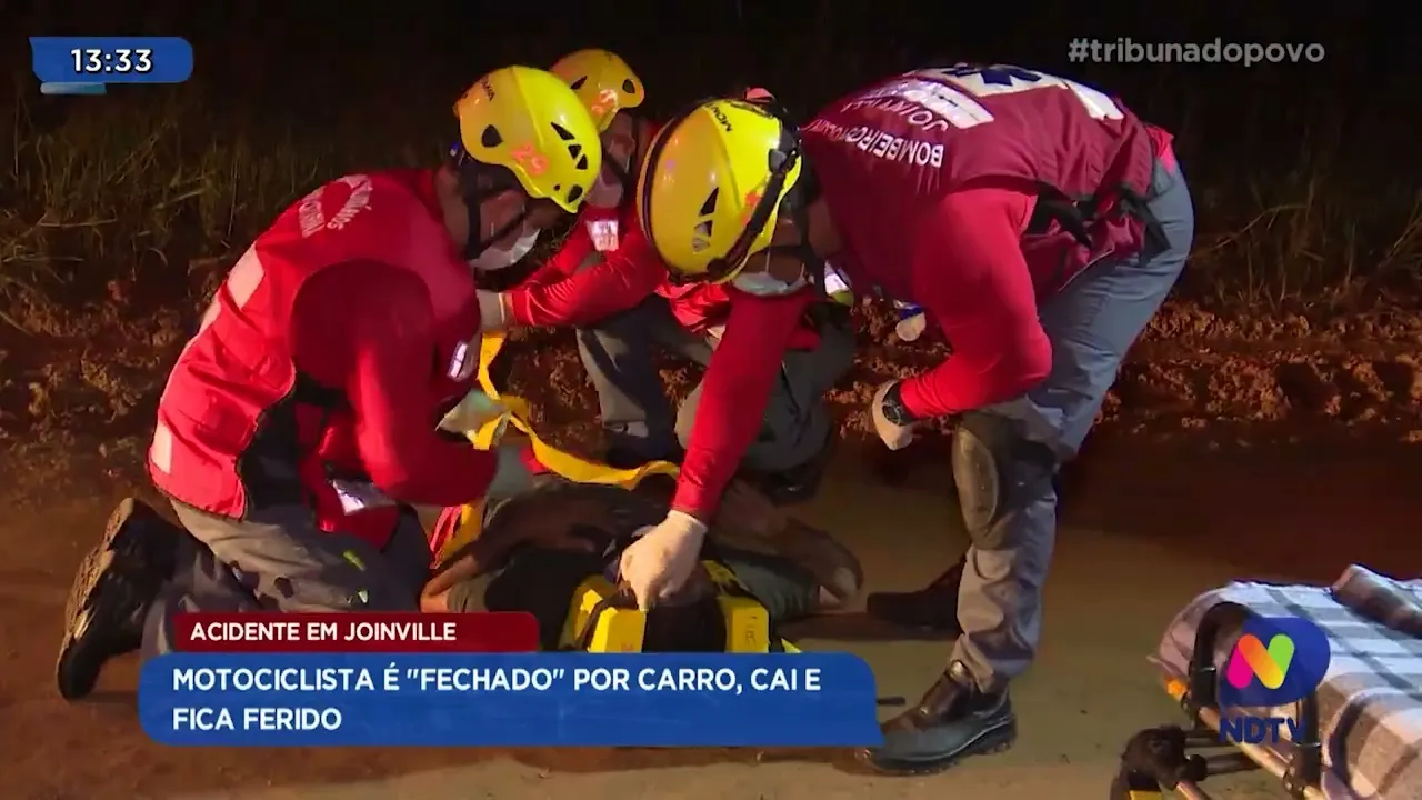 Acidente em Joinville: motociclista é fechado por carro, cai e fica ferido