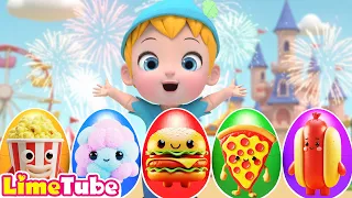 What's inside Surprise Egg? Adventure at THE AMUSEMENT PARK! 🥚🎡 | Learn ABC kids | LimeTube