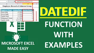 EASY Excel DATEDIF Function With Examples - How to Use The DATEDIF Function