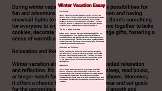 How I Spent My Winter Vacation Winter Vacation Essay In English Paragraph On Winter Season 