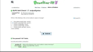 Java Practice-it Introduction to Java Programming Self-Check 1 7 outputSyntax