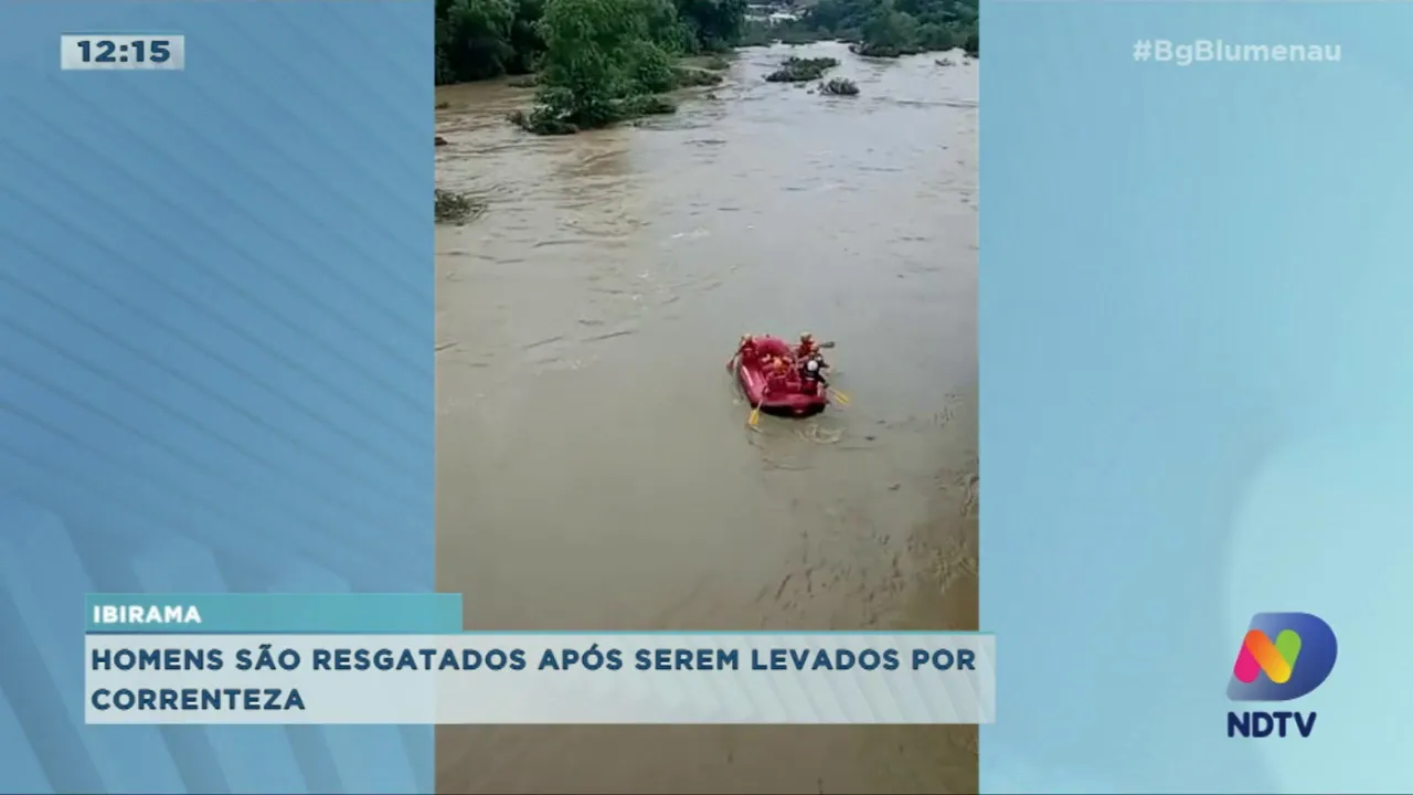 Homens são resgatados após serem levados por correnteza em Ibirama