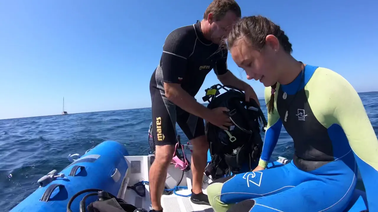 13 year old Captain while the family SCUBA dives Episode 179 (Sailing Catalpa)