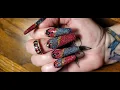 Reflective Glitter Colorblock Coffin nails black and red
