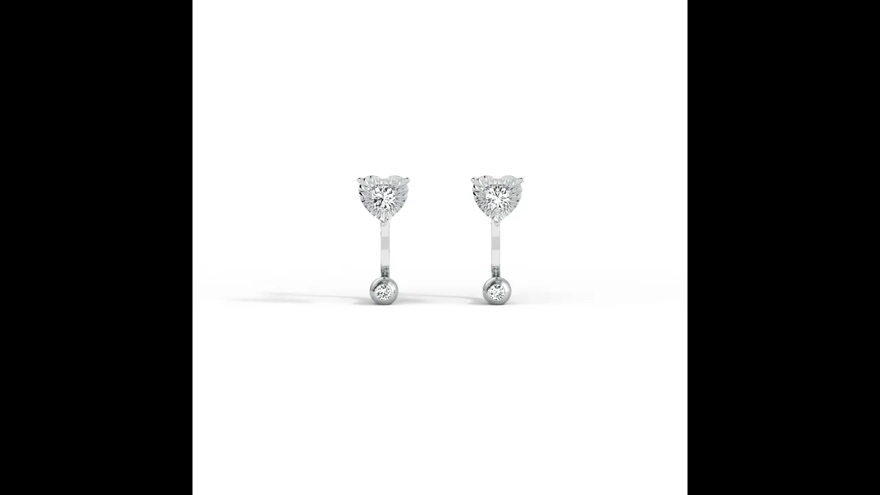 2-in-1 Convertible Heart Lab-Grown Diamond Stud & Drop Earrings in Sterling Silver