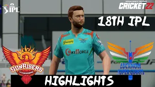 sunrisers hyderabad vs lucknow supergaints 18th ipl match 2022 cricket 22 gameplay 1080p 60fps