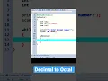 C Program to convert decimal number to octal number code tutorial