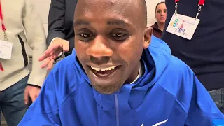Jacob Kiplimo answers Rosa E Associati doping questions watch his handlers reaction