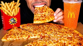 ASMR LITTLE CAESARS CHEESE PIZZA MCDONALD S FRENCH FRIES HI-C ORANGE DRINK MUKBANG NO TALKING