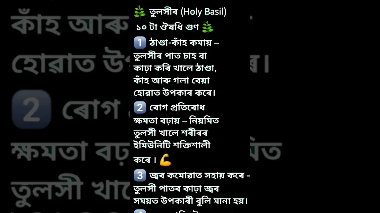 📌🌿তুলসীৰ ১০ টা ঔষধি গুন🙏👍