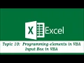 Topic 10 Input Box in VBA Programming elements in VBA - Part 1 of 2 Advanced Excel