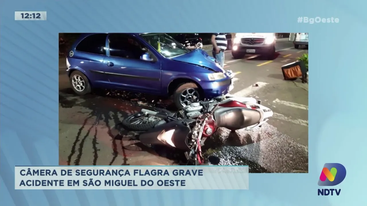 Câmera de segurança flagra grave acidente em São Miguel do Oeste