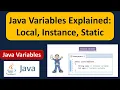 Java Variables Local Variables Instance Variables Static Variables Java Tutorial