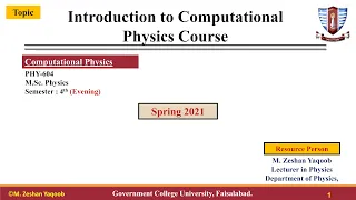 1 - Introduction to Computational Physics Course