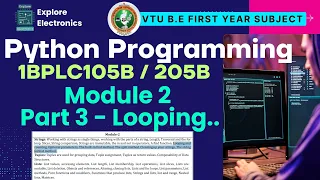 Module 2 Part 3 looping find split string format in python VTU 1st sem Python Programming