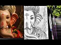 Ganpati Bappa Drawing How To Draw Lord Ganesha Ganesh Chaturthi Drawing Step By Step Tutorial