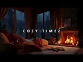 Nighttime Thunderstorm Haven - Fireside Comfort with Rain, Fireplace and Sleeping Cat