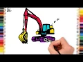 Cara Menggambar dan Mewarnai Mainan Excavator Glitter excavator truck Coloring Pages For Kids 1987