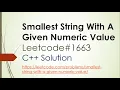 Smallest String With A Given Numeric Value Leetcode 1663 leetcode solution