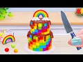 How To Make Double Tier Rainbow Cake 🌈 Amazing Mini Rainbow Cake with Chocolate Recipe