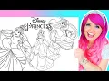Coloring Disney Princess Coloring Pages Cinderella Rapunzel Belle Markers Crayons
