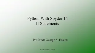 Python With Spyder 14 If Statements