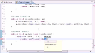 Java Game Development 026 of 036 Watching the Sprite Move