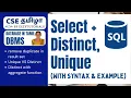 5 6 DQL SELECT DISTINCT UNIQUE Query in SQL - The Ultimate Guide