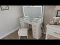 YITAHOME Vanity Desk with Lighted Mirror Power Outlets - Makeup Table with 10 Drawers
