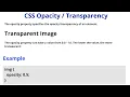 CSS opacity transparent in background image Opacity in CSS CSS Transparent Background