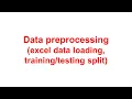 Data preprocessing excel data loading data split