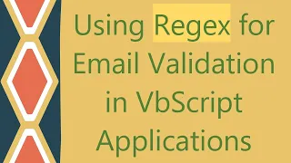 Using Regex for Email Validation in VbScript Applications