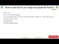 How to add text to an image using OpenCV Python