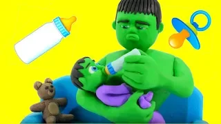 HULK BABY SITTER ❤ Frozen Elsa \u0026 Superhero Babies Play Doh Cartoons