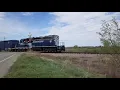 Lake state railway 6303 crosses over Linden road in birch run Michigan May 1 2021.